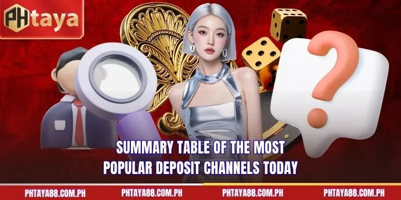  Summary table of the most popular deposit channels today